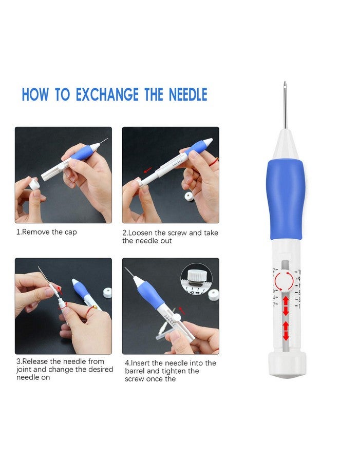 سيلفتك طقم تطريز بإبرة اللكمة مكون من 12 قطعة، طقم تطريز بإبرة اللكمة - واقيات الأصابع وأدوات حرفية مع صندوق تخزين لخيط التطريز والخياطة المتقاطعة للمبتدئين - Image 3