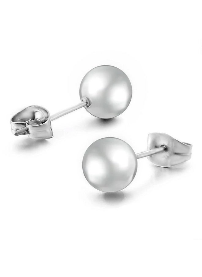 Niche-Finds - 5 Pairs Of Surgical Stainless Ball Stud Earrings 3,4,5,6, & 7Mm - Image 1