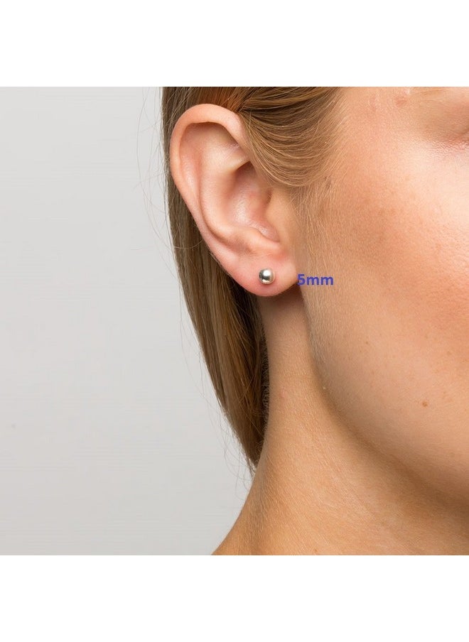 Niche-Finds - 5 Pairs Of Surgical Stainless Ball Stud Earrings 3,4,5,6, & 7Mm - Image 1