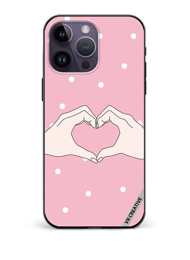 VR CREATIVE Protective Case Cover For Apple iPhone 15 Pro Max Hand Made Heart Pink Design Multicolour - Image 1