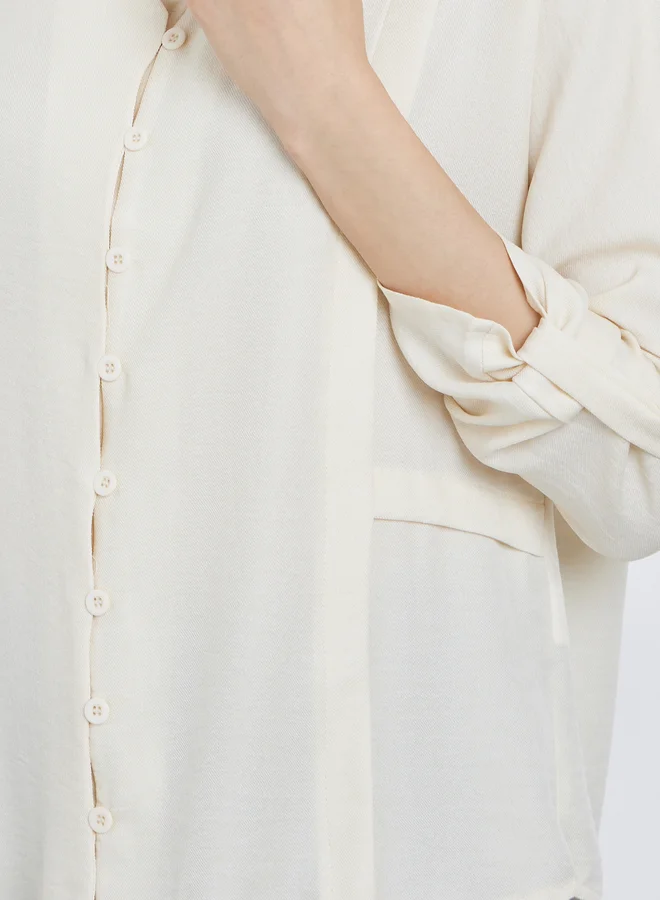 Take Two Take Two Solid Roll Up Sleeve Buttoned Shirt