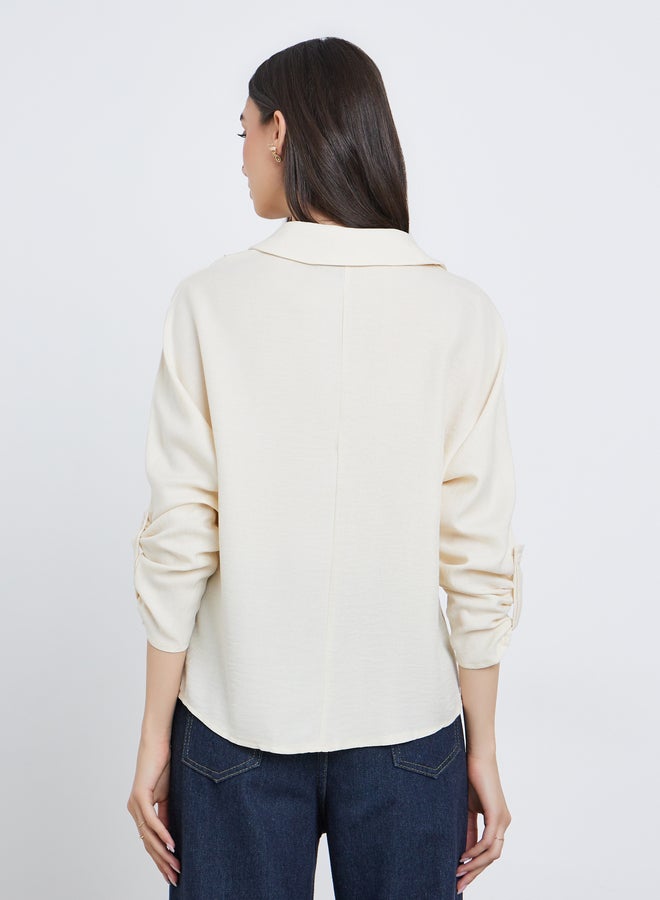 تايك تو بلوزة سادة بتفاصيل أزرار - Image 4