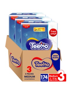 Teemo Baby Diapers, Size 3, Medium, 6-12 kg, Mega Box, 174 Diapers  - Image 1