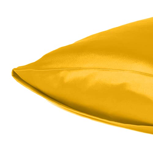 Oussum Satin Silk Pillowcase Pillow Case Covers with Envelop Closure for Hair and Skin Home Bed Decor Set of 2 Pillowcase Free 3 pcs scrunchies (King, Yellow) - Image 4