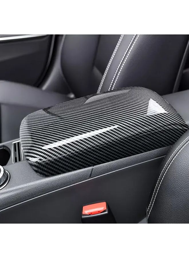 Carbon Fiber Texture Armrest Panel Cover Console Storage Organizer For Mercedes - Image 2