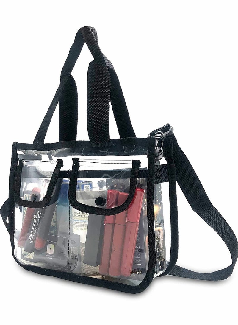 SYOSI Clear Makeup Bag Transparent Toiletry with Strap Portable Cosmetic Case Airport Make-up Waterproof Shoulder Pouch Travel Business Wash for Men Women Kids - Image 1