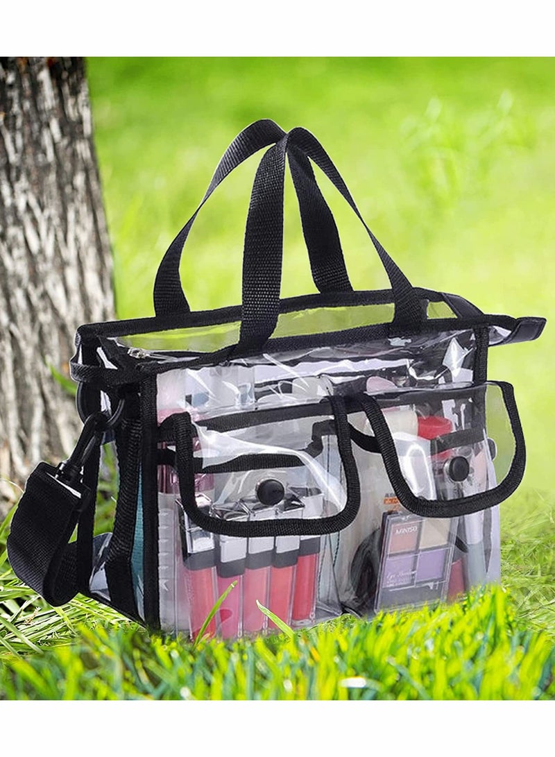 SYOSI Clear Makeup Bag Transparent Toiletry with Strap Portable Cosmetic Case Airport Make-up Waterproof Shoulder Pouch Travel Business Wash for Men Women Kids - Image 4