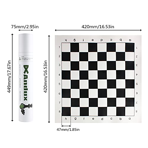 Andux Chess Game Set Chess Pieces and Rollable Board QPXQ01 Black42x42cm - Image 5