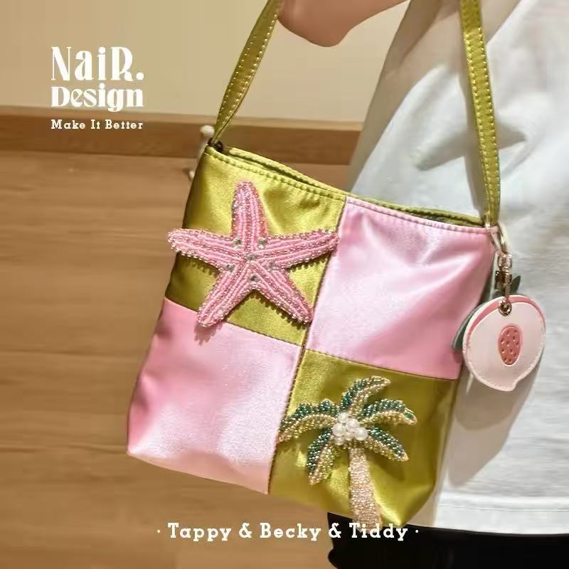 Peach Coconut Grove Embroidered Tote Bag - Image 1