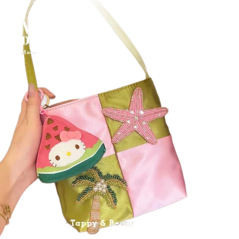 Peach Coconut Grove Embroidered Tote Bag - Image 5