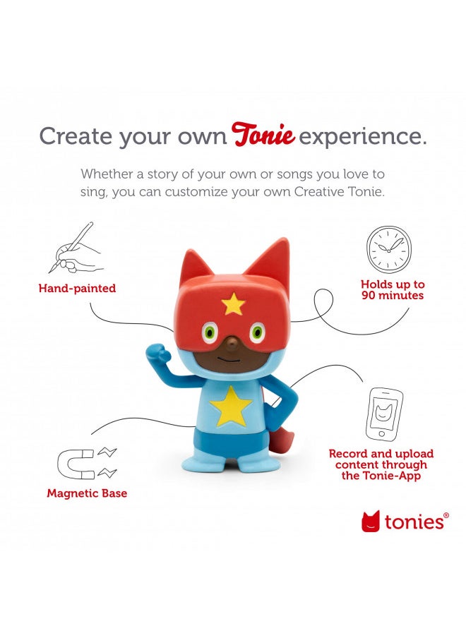 Tonies Tonies Superhero Creative Audio Character - Record and Upload up to 90 Minutes of Your Own Stories and Songs - Blue/Red  - Image 2