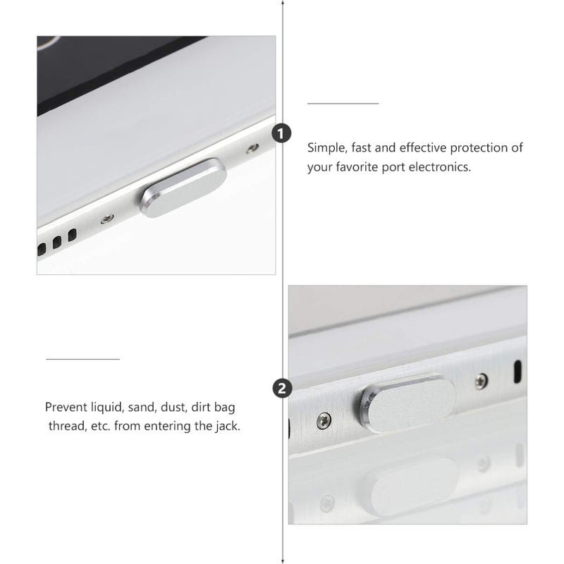 2pcs Silver Charging Port Dust Plugs Protective Caps Multipurpose Electronic Covers - Image 4