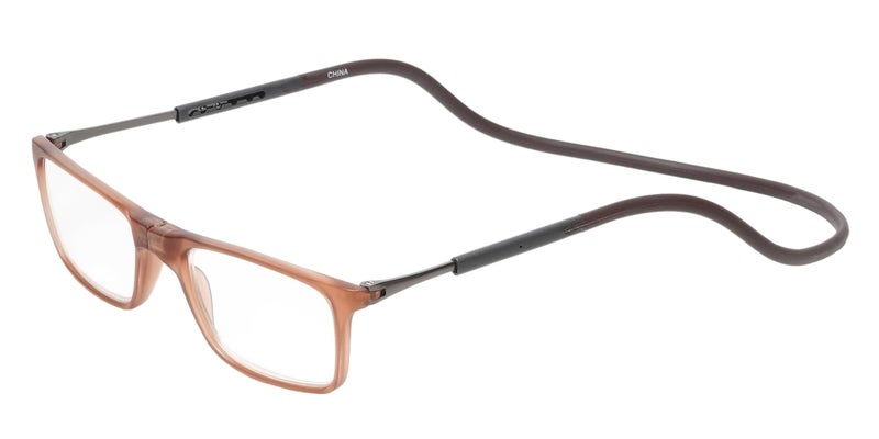 Calabria SP02 Snap Magnetic Reading Glasses 400 Crystal Brown Adjustable Temples Eyeglass Around the Neck Hanging Readers