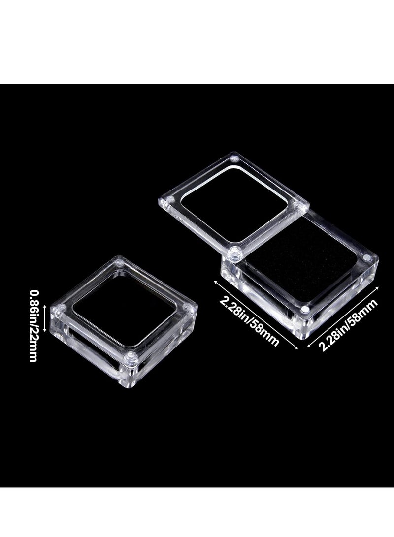 SYOSI Small Acrylic Jewelry Box with Lid 2 Pack Clear Gemstone Display Box Container with Automatic Adsorption Clear Top Lids and Sponge Inside for Gemstones Rings Necklaces Bracelets - Image 4