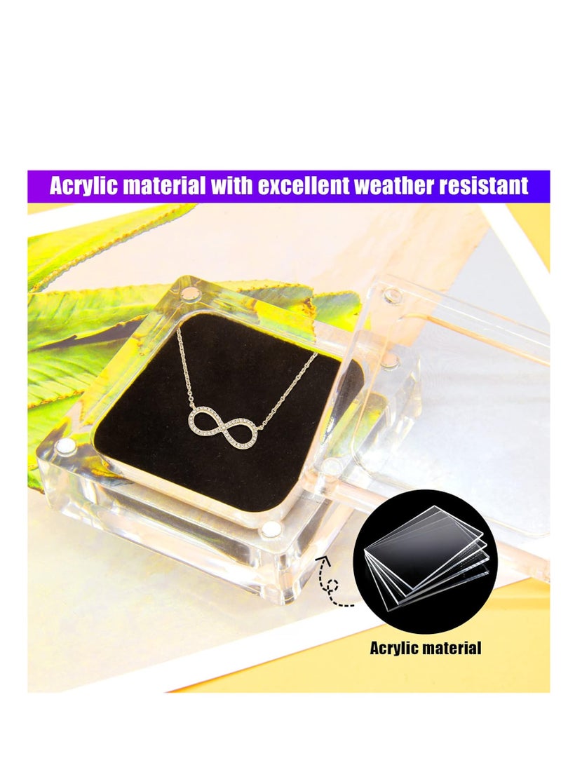 SYOSI Small Acrylic Jewelry Box with Lid 2 Pack Clear Gemstone Display Box Container with Automatic Adsorption Clear Top Lids and Sponge Inside for Gemstones Rings Necklaces Bracelets - Image 2