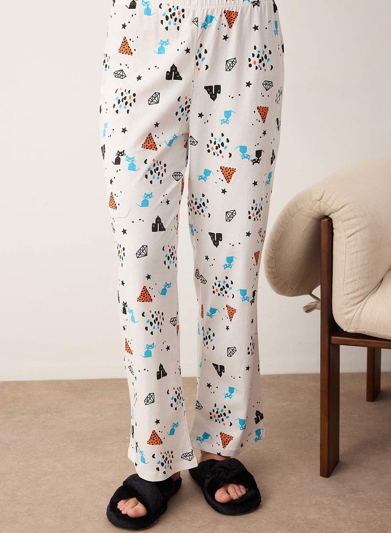 trendyol Patterned 100% Cotton Multicolor Pajamas Set - Thmaw21Pt0084 - Image 3