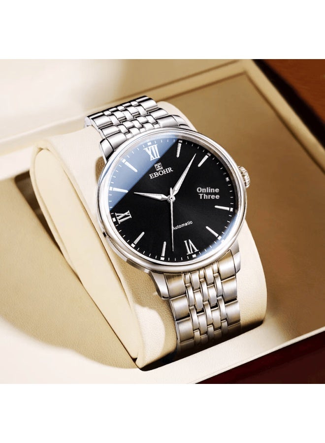 Ebohr Men's Automatic Mechanical Watch Simple Calendar Stainless Steel Band Wrisch New Year Birthday Gift - Image 1