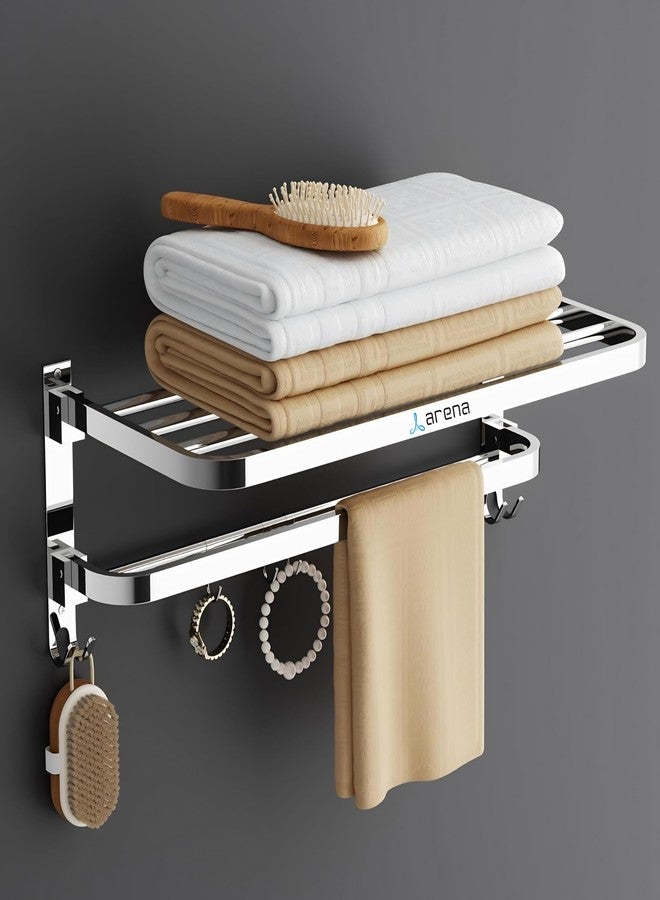 Arena Bathroom Towel Hanger for Wall Mounted Towel Rod for Bathroom Accessories Set for Home & Offices, Stainless Steel Clothes Holder Chrome Finish, Heavy Duty (Pack of 1 Towel Rack) - Image 1