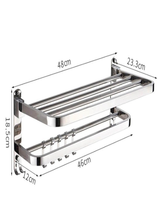 Arena Bathroom Towel Hanger for Wall Mounted Towel Rod for Bathroom Accessories Set for Home & Offices, Stainless Steel Clothes Holder Chrome Finish, Heavy Duty (Pack of 1 Towel Rack) - Image 2