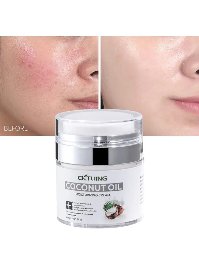 CKTUING Coconut Oil Moisturizing Cream – Spa size 50g Skin Softening Whitening Cream for Face, Hands & Feet – Intense Hydration, Firming, Nourishing Whitening Cream for All Skin Types - Image 2