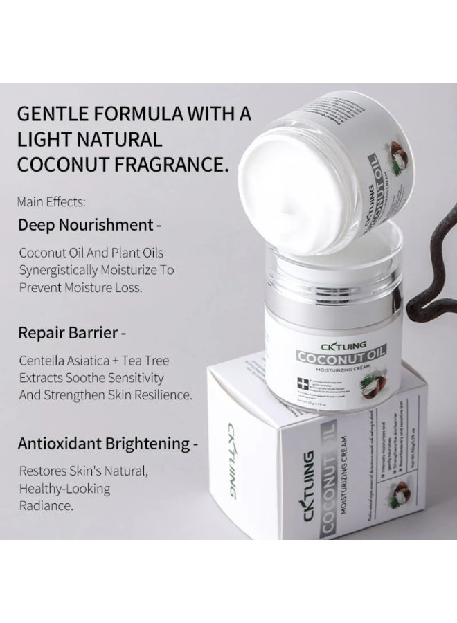 CKTUING Coconut Oil Moisturizing Cream – Spa size 50g Skin Softening Whitening Cream for Face, Hands & Feet – Intense Hydration, Firming, Nourishing Whitening Cream for All Skin Types - Image 5