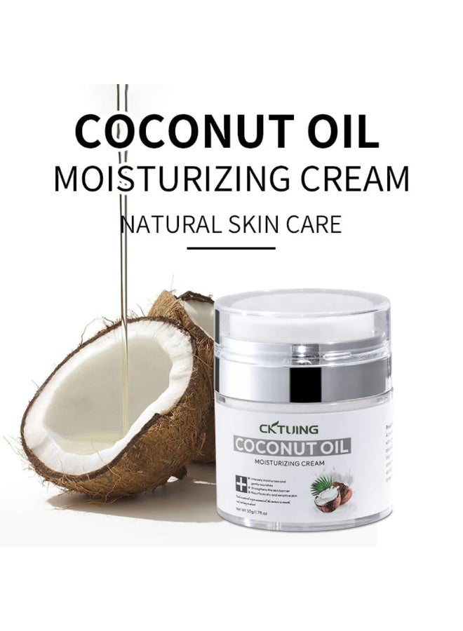 CKTUING Coconut Oil Moisturizing Cream – Spa size 50g Skin Softening Whitening Cream for Face, Hands & Feet – Intense Hydration, Firming, Nourishing Whitening Cream for All Skin Types - Image 3