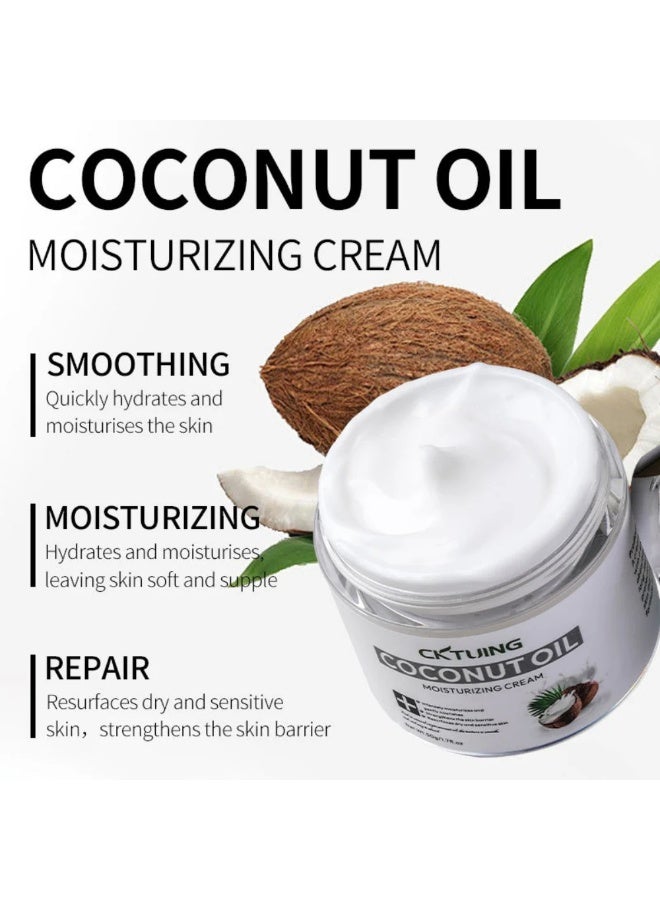 CKTUING Coconut Oil Moisturizing Cream – Spa size 50g Skin Softening Whitening Cream for Face, Hands & Feet – Intense Hydration, Firming, Nourishing Whitening Cream for All Skin Types - Image 4