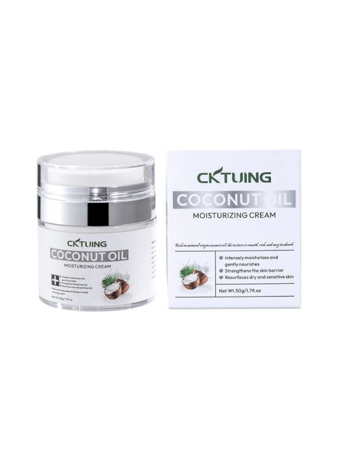 CKTUING Coconut Oil Moisturizing Cream – Spa size 50g Skin Softening Whitening Cream for Face, Hands & Feet – Intense Hydration, Firming, Nourishing Whitening Cream for All Skin Types - Image 1