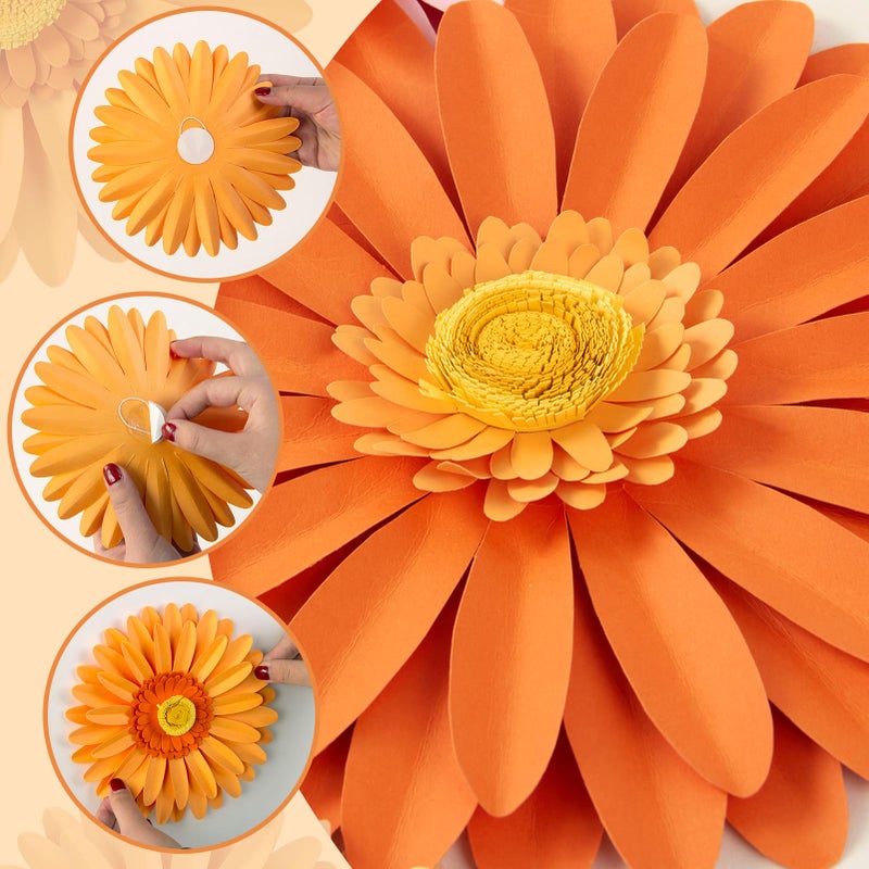 SUNBEAUTY Daisy Party Decorations, Paper Flowers, Party Decorations, Orange Yellow Flowers Wall Hanging, 1st Birthday Bridal Baby Shower Wedding Classroom Tea Party Daisy DÃ©cor 10" 8" 5" Pack of 6 - Image 3