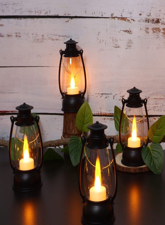 Reperla 12Pcs Mini Lantern with Flickering LED Candle, Black 6" Hanging Candle Lantern, Table Centerpiece, Vintage Lantern Decorative for Western Party Decor, Halloween,Wedding,Christmas Decorations - Image 4