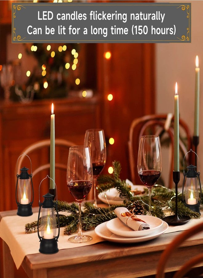 Reperla 12Pcs Mini Lantern with Flickering LED Candle, Black 6" Hanging Candle Lantern, Table Centerpiece, Vintage Lantern Decorative for Western Party Decor, Halloween,Wedding,Christmas Decorations - Image 3