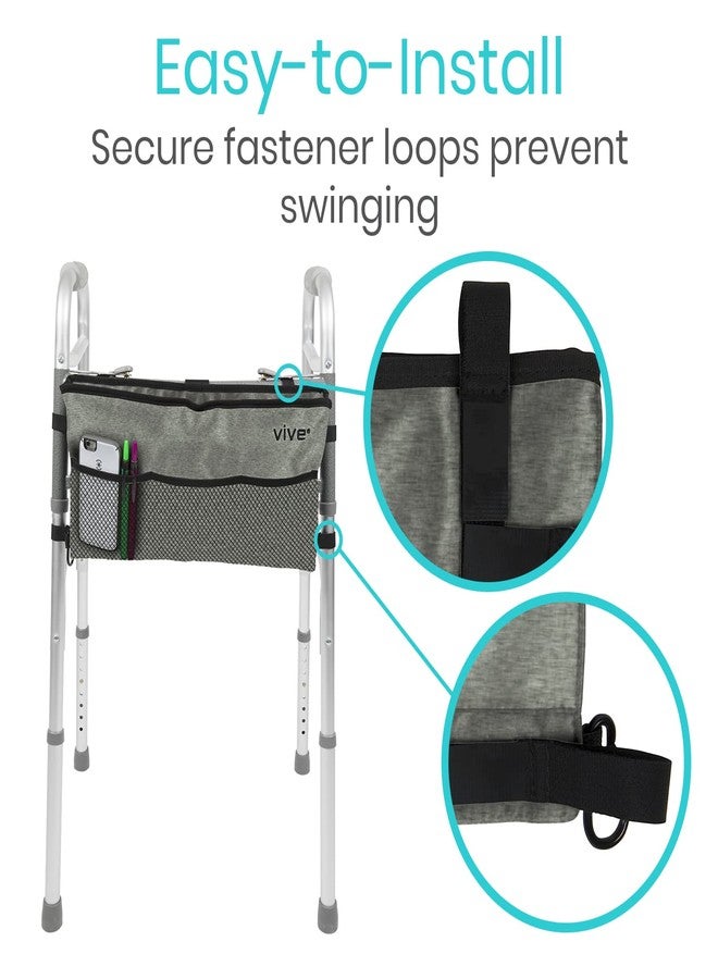Vive Walker Bag - Accessories Wheelchair Basket Pouch (Water Resistant) - Seniors Caddy Accessory Attachment for Folding, Rolling Walkers - Carry Storage Carrier Tote - Lightweight, Universal Size - Image 4