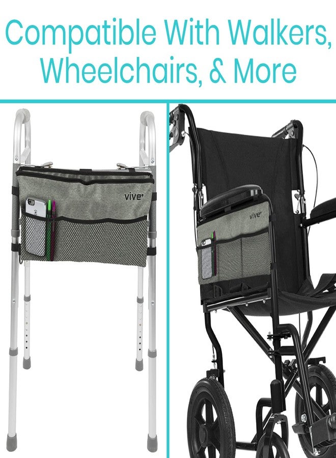 Vive Walker Bag - Accessories Wheelchair Basket Pouch (Water Resistant) - Seniors Caddy Accessory Attachment for Folding, Rolling Walkers - Carry Storage Carrier Tote - Lightweight, Universal Size - Image 3