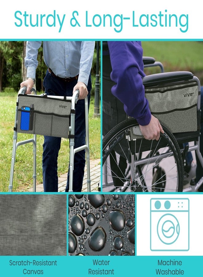 Vive Walker Bag - Accessories Wheelchair Basket Pouch (Water Resistant) - Seniors Caddy Accessory Attachment for Folding, Rolling Walkers - Carry Storage Carrier Tote - Lightweight, Universal Size - Image 5