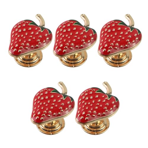Geesatis 5 Pcs Cabinet Knobs Room Door Handles Strawberry Knobs Decorative Knobs Pulls, with Mounting Screws, Gold - Image 1