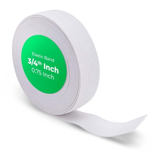 ZIBELL Elastic Bands for Tailoring, Sewing Elastic for Pants and Clothes, High Elasticity Knit Spool, DIY Projects (White, 0.75 Inch, 10 Meters) - Image 1