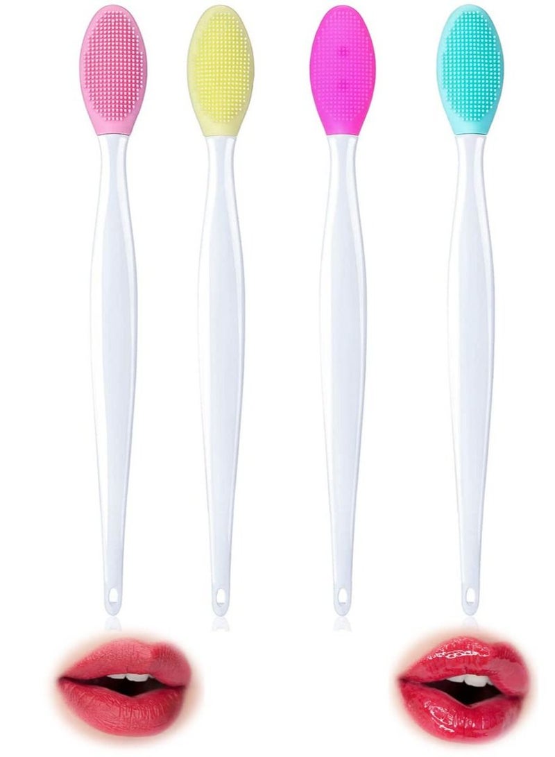 KASTWAVE 4 Pieces Silicone Exfoliating Lip Brush Tool, Double-sided Soft Lip Brush, Nose Lip Cleanser, Facial Cleaning Tool for Smoother and Fuller Lip Appearance for Men Women (4 Colors) - Image 1