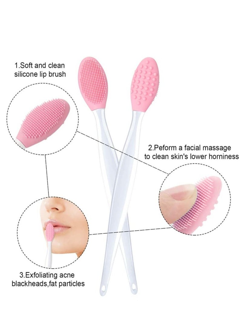 KASTWAVE 4 Pieces Silicone Exfoliating Lip Brush Tool, Double-sided Soft Lip Brush, Nose Lip Cleanser, Facial Cleaning Tool for Smoother and Fuller Lip Appearance for Men Women (4 Colors) - Image 3