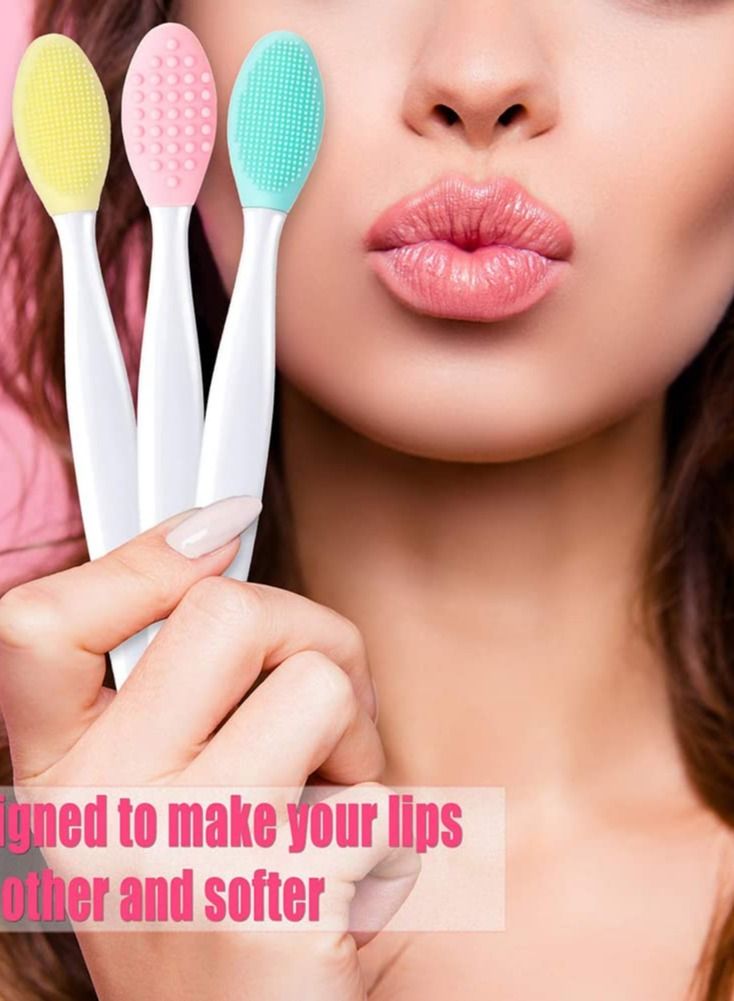KASTWAVE 4 Pieces Silicone Exfoliating Lip Brush Tool, Double-sided Soft Lip Brush, Nose Lip Cleanser, Facial Cleaning Tool for Smoother and Fuller Lip Appearance for Men Women (4 Colors) - Image 2