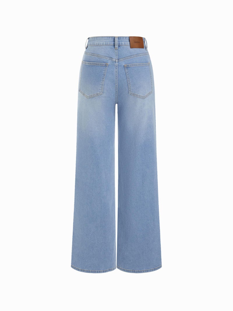 CIDER Women's Wide Leg Jeans Wrap High Waisted Baggy Boyfriend Jeans with Pockets Trendy Denim Pants: Baby Blue, L - Image 5