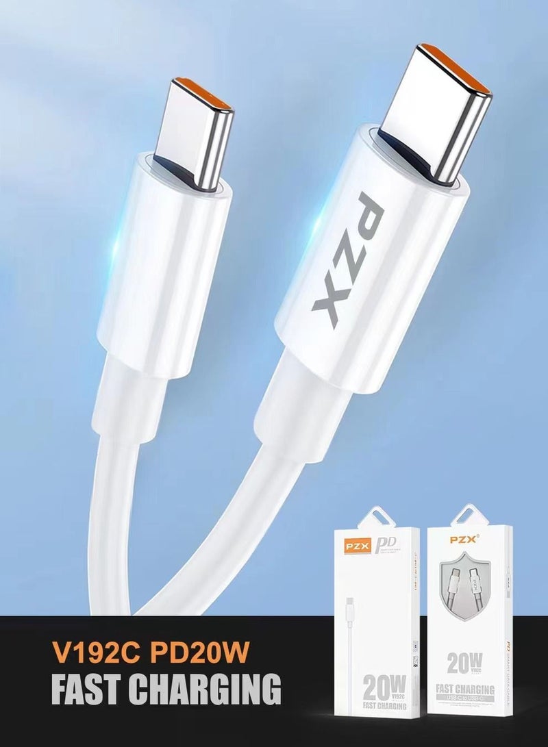 PZX Type-c to Type-c 20W Cable 1M White phone cable for SAMSUNG HUAWEI - Image 3
