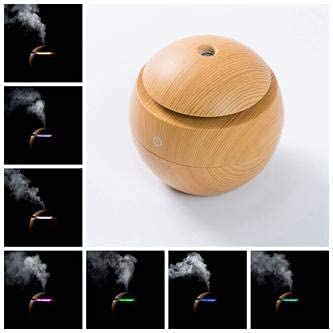 OZAWA Wood Humidifier Mini Aroma Essential Oil Diffuser Wood Grain Cool Mist Humidifier Portable Ultrasonic Humidifier with 6 Color Changing Lights Brown - Image 5
