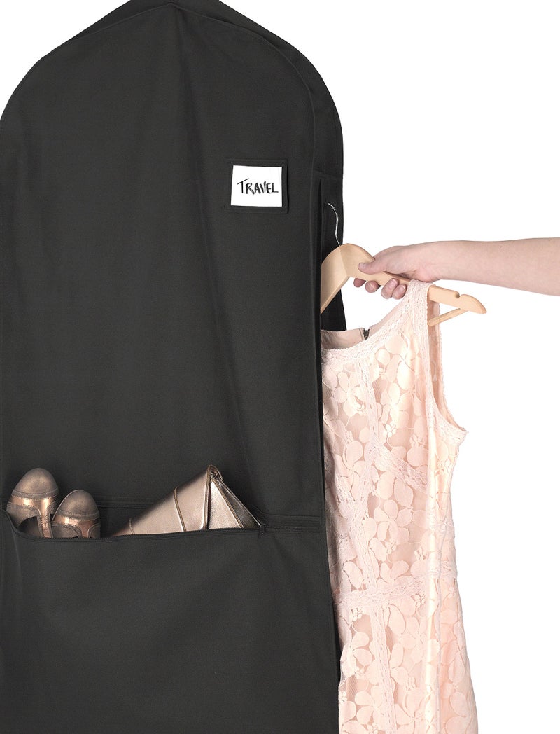 Whitmor Zippered Garment Bag with Pocket, Black - Image 3