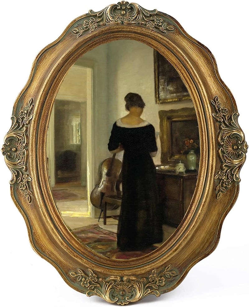 SIKOO Vintage Picture Frames 5x7 Oval Picture Frame Tabletop and Wall Mount Antique Picture Frame with High Definition Glass Front,Oval Wall Art, Bronze Gold - Image 1