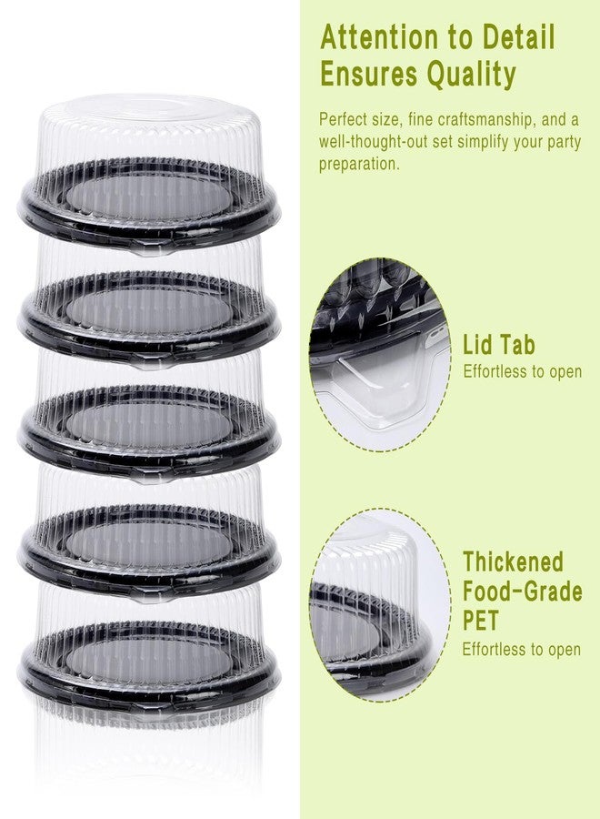 DISWALE 12 Pcs 12 Inch Plastic Serving Tray with Lid, Reusable Party Trays, Heavy Duty Cheesecake Container, Stackable Round Platters for Serving Food - Image 4