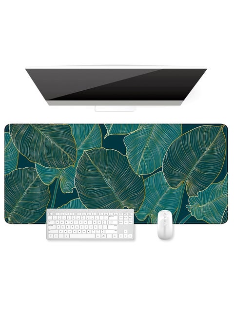 Desk Mat, Ultra Large Mouse Pad, XXL Gaming Mousepad, Green Tropical Leaves Desk Pad, Big Extended Full Size Mouse Pad, Desktop Desk Matt for Keyboard, Laptop & Computer