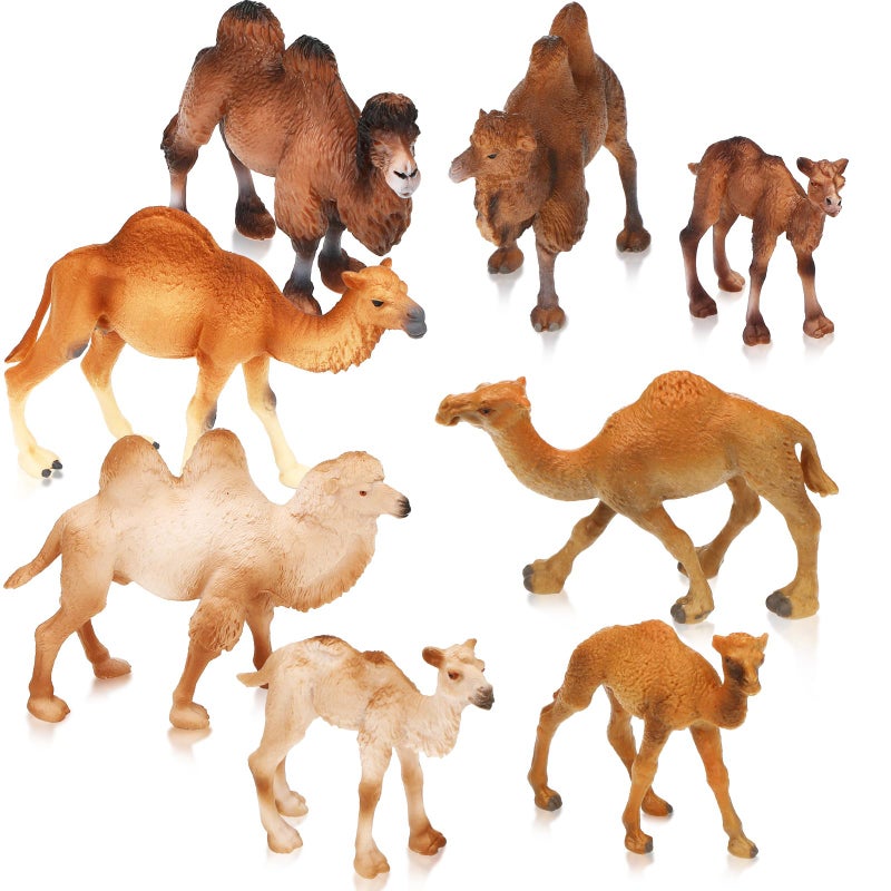 Supervitae 8 Pcs Christmas Large Plastic Camels Toys Plastic Figures Big Size Wild Arabian Camel Dromedary Toy Desert Stuffed Animals Figures with Humps Play for Home Diorama Decor - Image 2