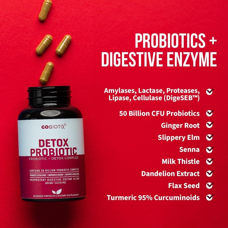 GOBIOTIX Detox Probiotic Supplement for Digestive Health  Milk Thistle Turmeric and Dandelion Root Enzymes for Gut Health  50 Billion CFU  60 Capsules - Image 5