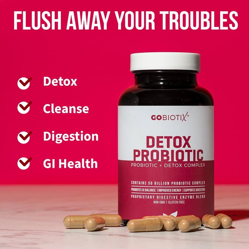 GOBIOTIX Detox Probiotic Supplement for Digestive Health  Milk Thistle Turmeric and Dandelion Root Enzymes for Gut Health  50 Billion CFU  60 Capsules - Image 3