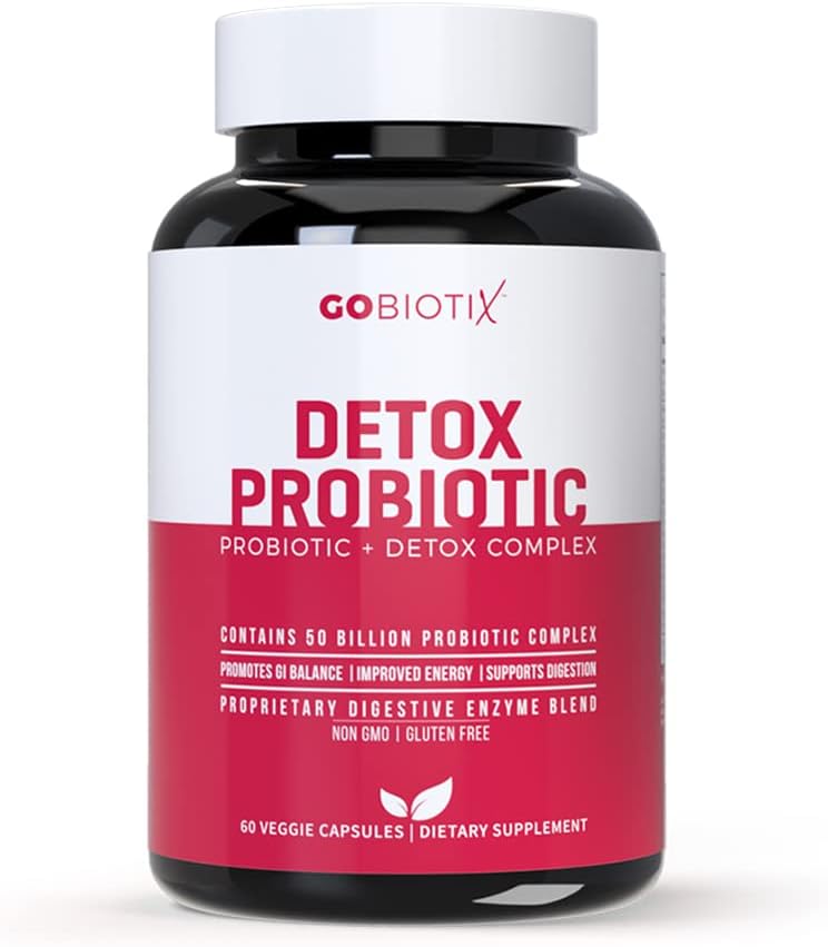 GOBIOTIX Detox Probiotic Supplement for Digestive Health  Milk Thistle Turmeric and Dandelion Root Enzymes for Gut Health  50 Billion CFU  60 Capsules - Image 1